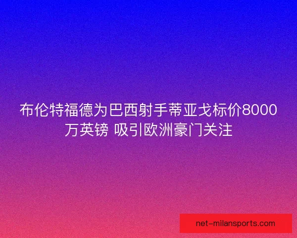 布伦特福德为巴西射手蒂亚戈标价8000万英镑 吸引欧洲豪门关注
