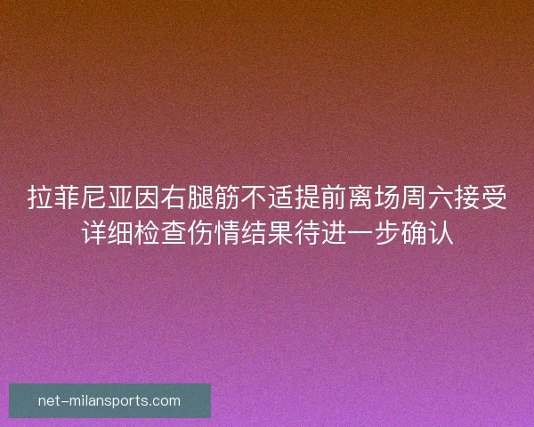 拉菲尼亚因右腿筋不适提前离场周六接受详细检查伤情结果待进一步确认 拉菲尼亚因右腿筋不适提前离场周六接受详细检查伤情结果待进一步确认