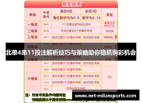 北单4串11投注解析技巧与策略助你稳抓购彩机会